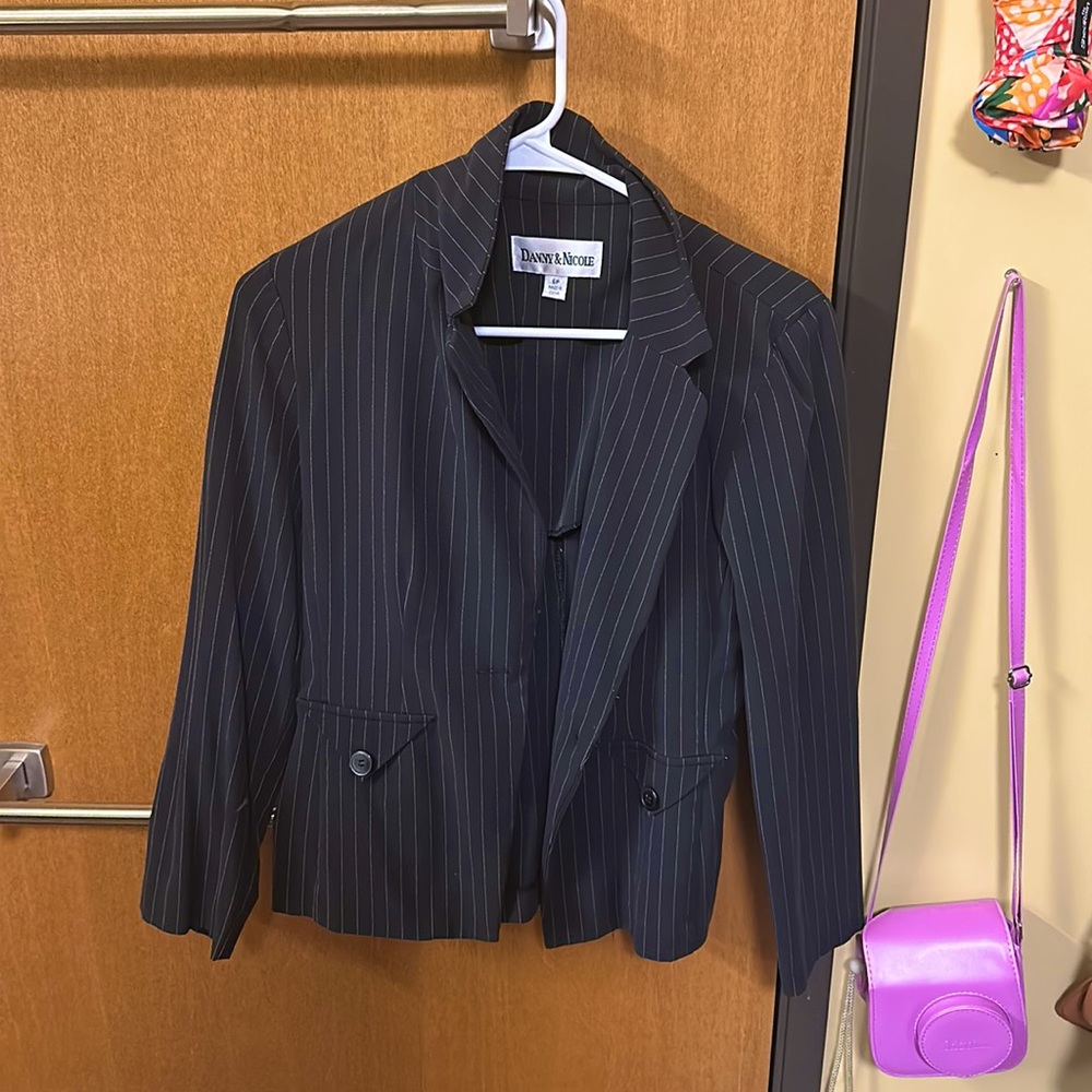 Black and white stripe blazer.
